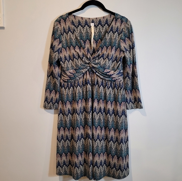 Uncle Frank USA Chevron Zig Zag Multicolor Knit Midi Dress Sz S - Picture 2 of 12
